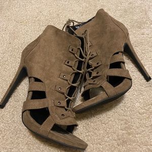 Taupe Lace Up Heels